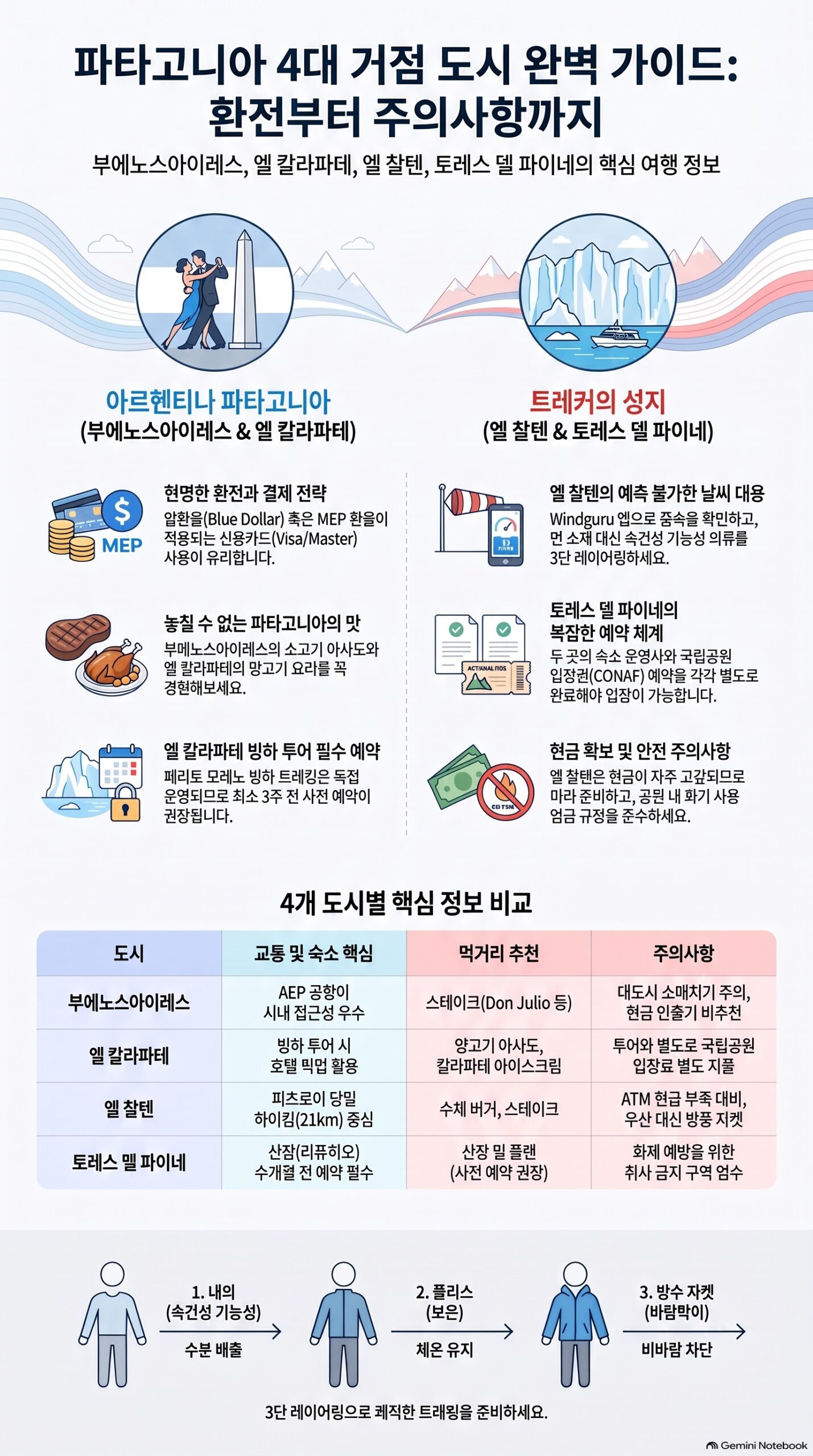 파타고니아 4대 도시 여행 필수 가이드 인포그래픽